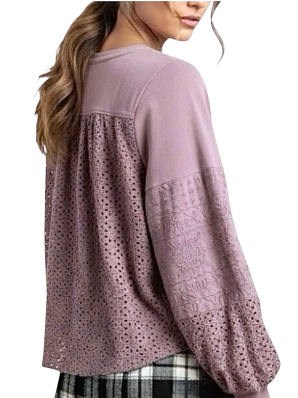 By Anthropologie Eyelet Embroidered Top Sz S Purple Oversized Cottage Boho